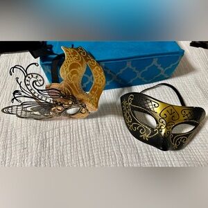 Elegant Gold and Black Masquerade Masks